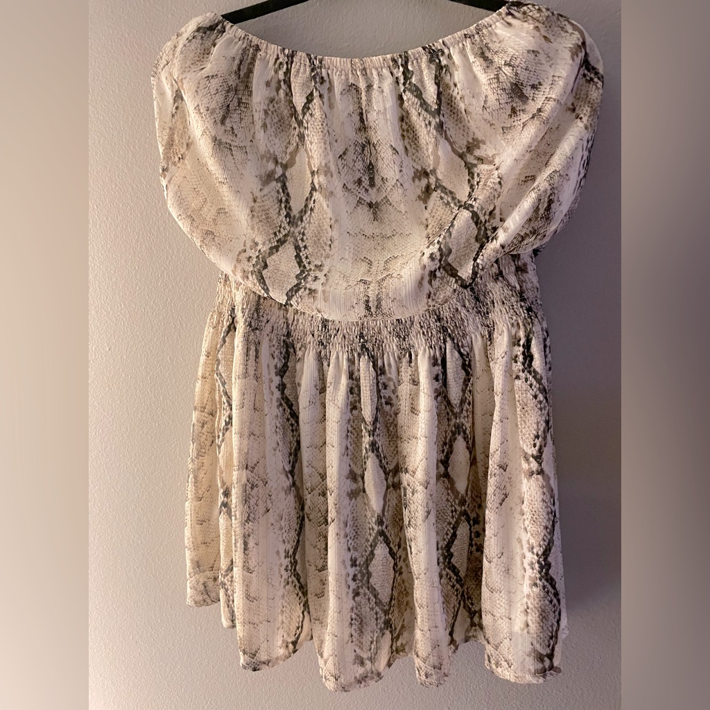 Strapless Copper Python Print Dress